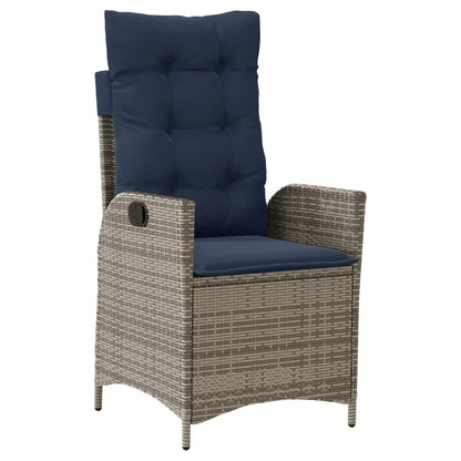 vidaXL 9 Piece Patio Dining Set with Cushions Gray Poly Rattan-2