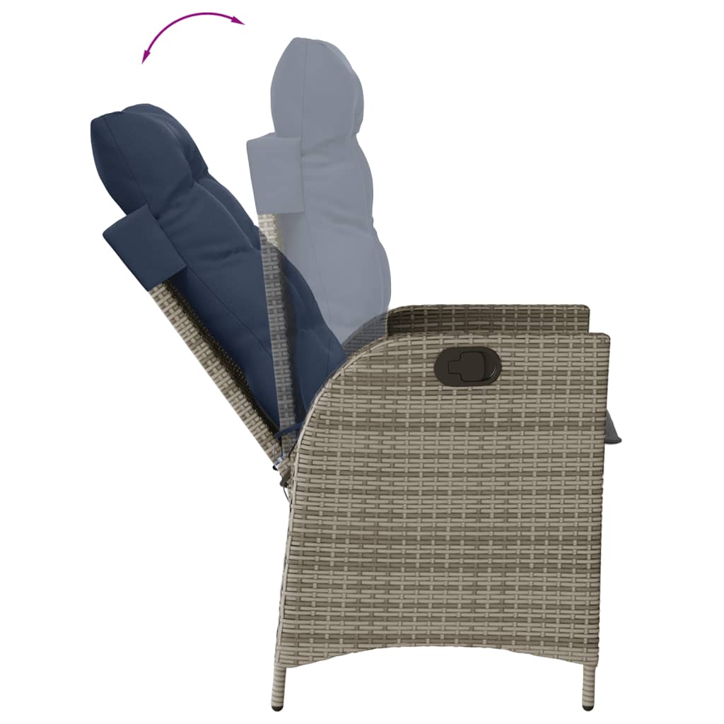 vidaXL 9 Piece Patio Dining Set with Cushions Gray Poly Rattan-3