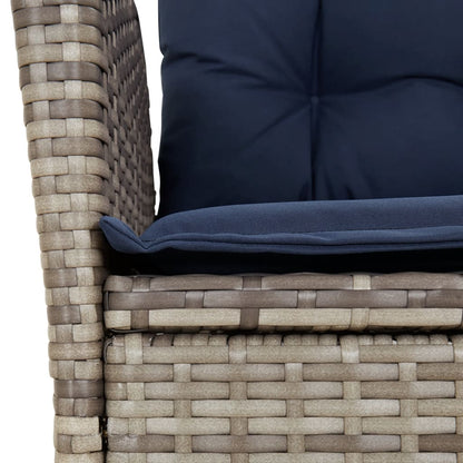 vidaXL 9 Piece Patio Dining Set with Cushions Gray Poly Rattan-4