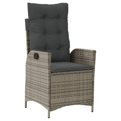 vidaXL 9 Piece Patio Dining Set with Cushions Gray Poly Rattan-2