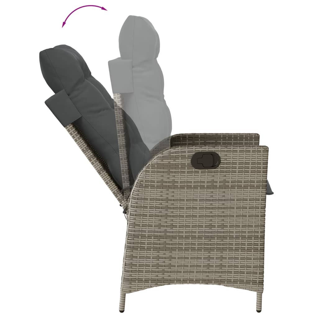 vidaXL 9 Piece Patio Dining Set with Cushions Gray Poly Rattan-3
