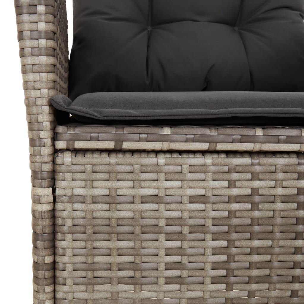 vidaXL 9 Piece Patio Dining Set with Cushions Gray Poly Rattan-4
