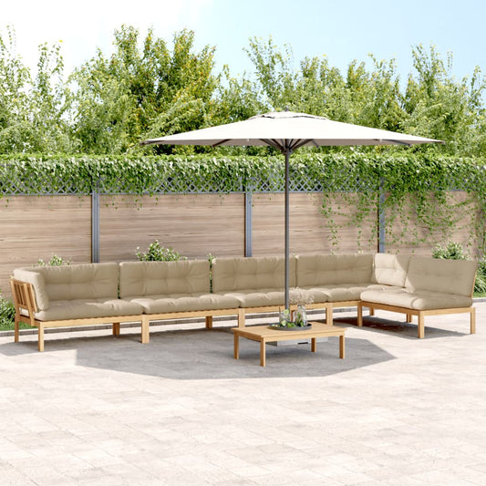 vidaXL 6 Piece Patio Pallet Sofa Set with Cushions Solid Wood Acacia-0
