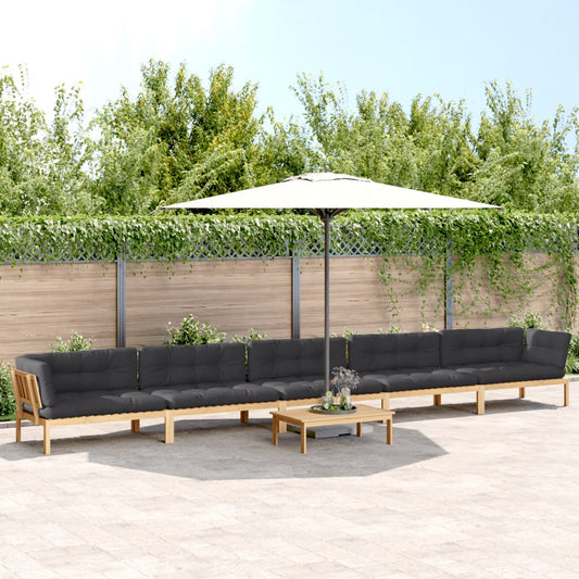 vidaXL 6 Piece Patio Pallet Sofa Set with Cushions Solid Wood Acacia-0