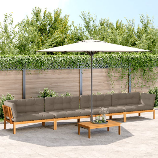 vidaXL 5 Piece Patio Pallet Sofa Set with Cushions Solid Wood Acacia-0