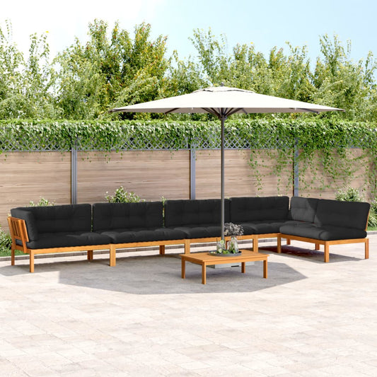 vidaXL 6 Piece Patio Pallet Sofa Set with Cushions Solid Wood Acacia-0