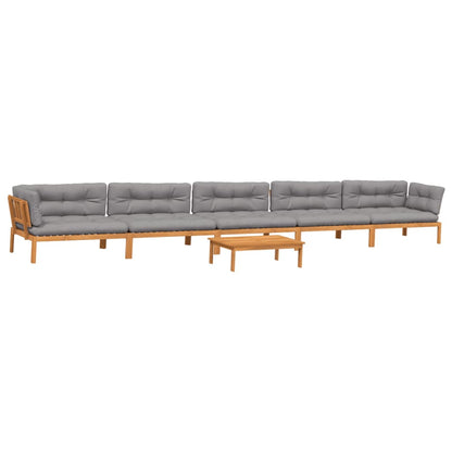 vidaXL 6 Piece Patio Pallet Sofa Set with Cushions Solid Wood Acacia-1