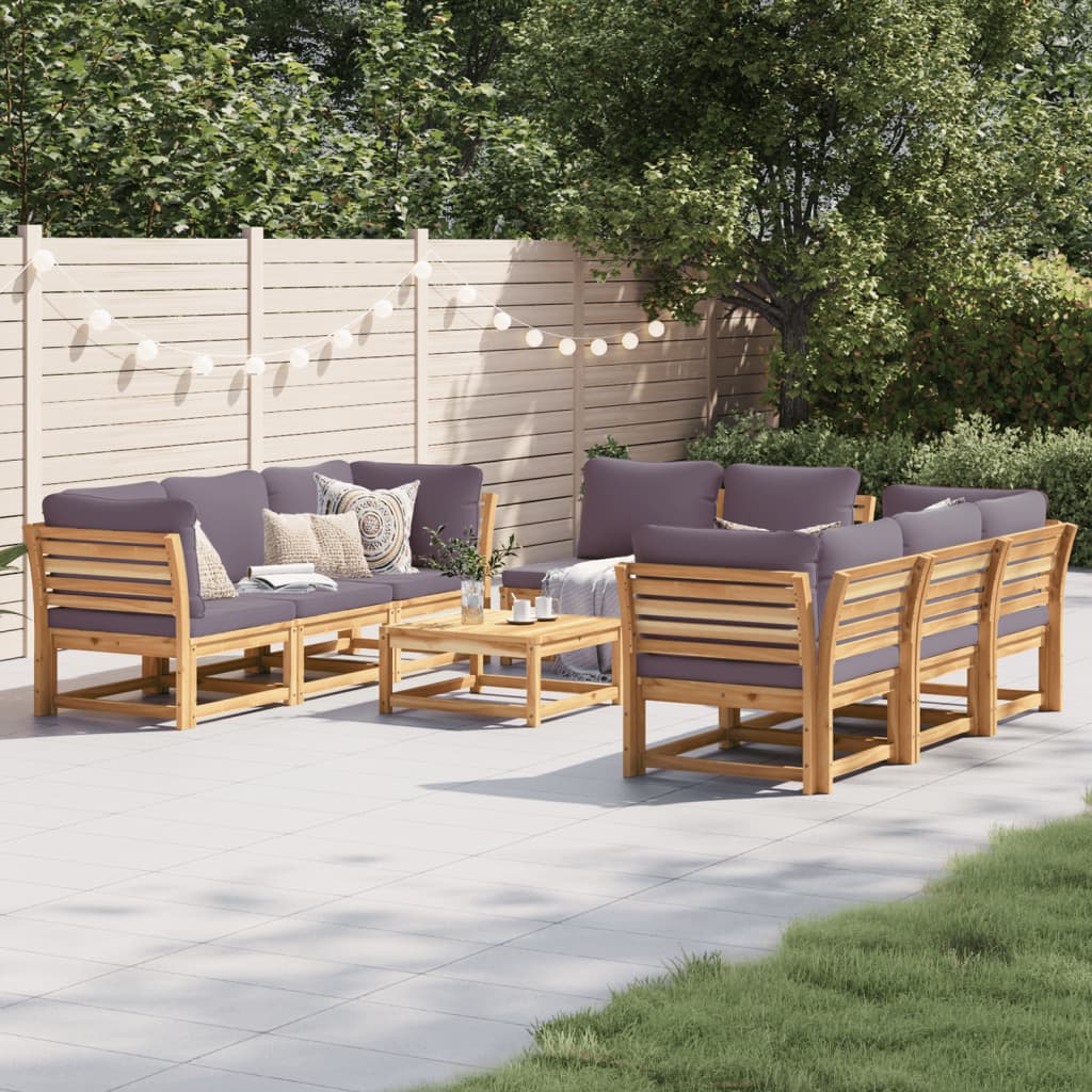 vidaXL 9 Piece Patio Lounge Set with Cushions Solid Wood Acacia-0