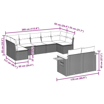 vidaXL 9 Piece Patio Sofa Set with Cushions Black Poly Rattan-2