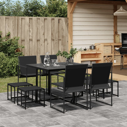 vidaXL Patio Dining Set Table and Chair Garden Outdoor Furniture Black Textilene-1