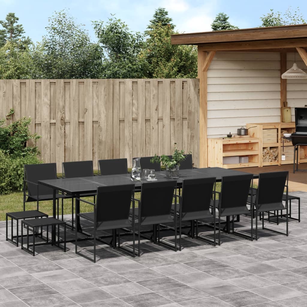 vidaXL Patio Dining Set Table and Chair Garden Outdoor Furniture Black Textilene-2