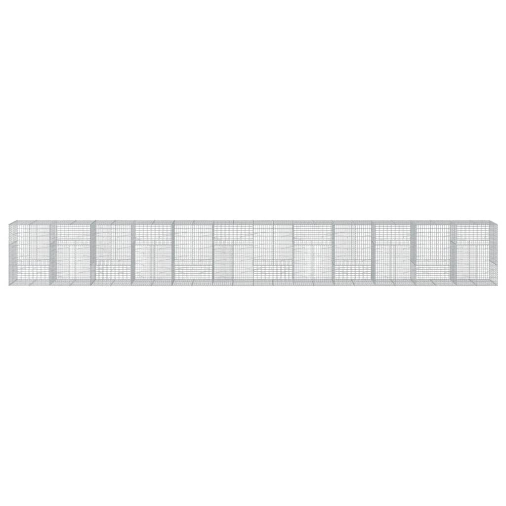 vidaXL Gabion Basket with Cover Stone Cage Retaining Wall Galvanized Iron-3