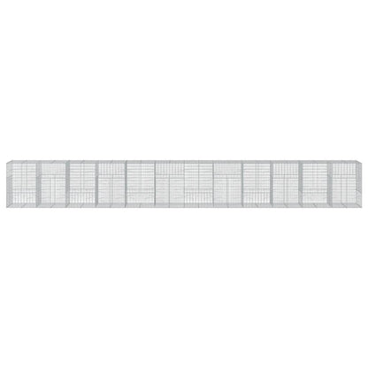 vidaXL Gabion Basket with Cover Stone Cage Retaining Wall Galvanized Iron-3
