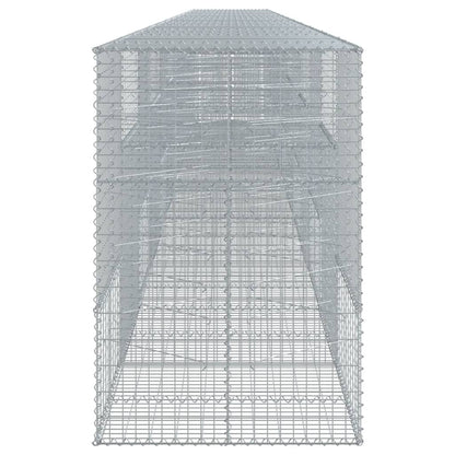 vidaXL Gabion Basket with Cover Stone Cage Retaining Wall Galvanized Iron-4