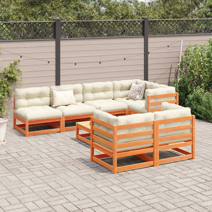 vidaXL 8 Piece Patio Sofa Set with Cushions Wax Brown Solid Wood Pine-2