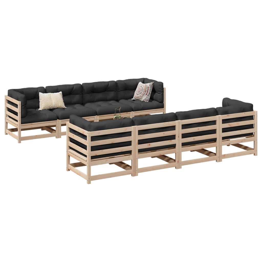 vidaXL 9 Piece Patio Sofa Set Solid Wood Pine-0