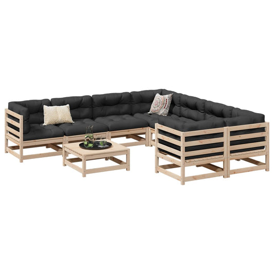 vidaXL 9 Piece Patio Sofa Set Solid Wood Pine-0