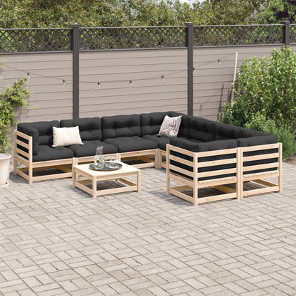 vidaXL 9 Piece Patio Sofa Set with Cushions Solid Wood Pine-2