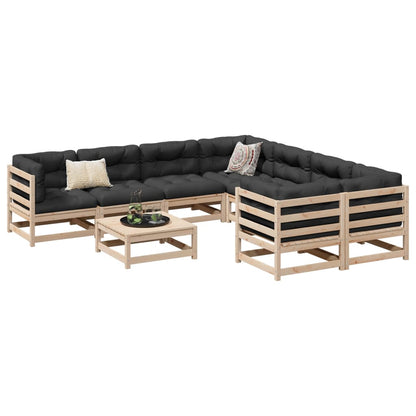 vidaXL 9 Piece Patio Sofa Set with Cushions Solid Wood Pine-0