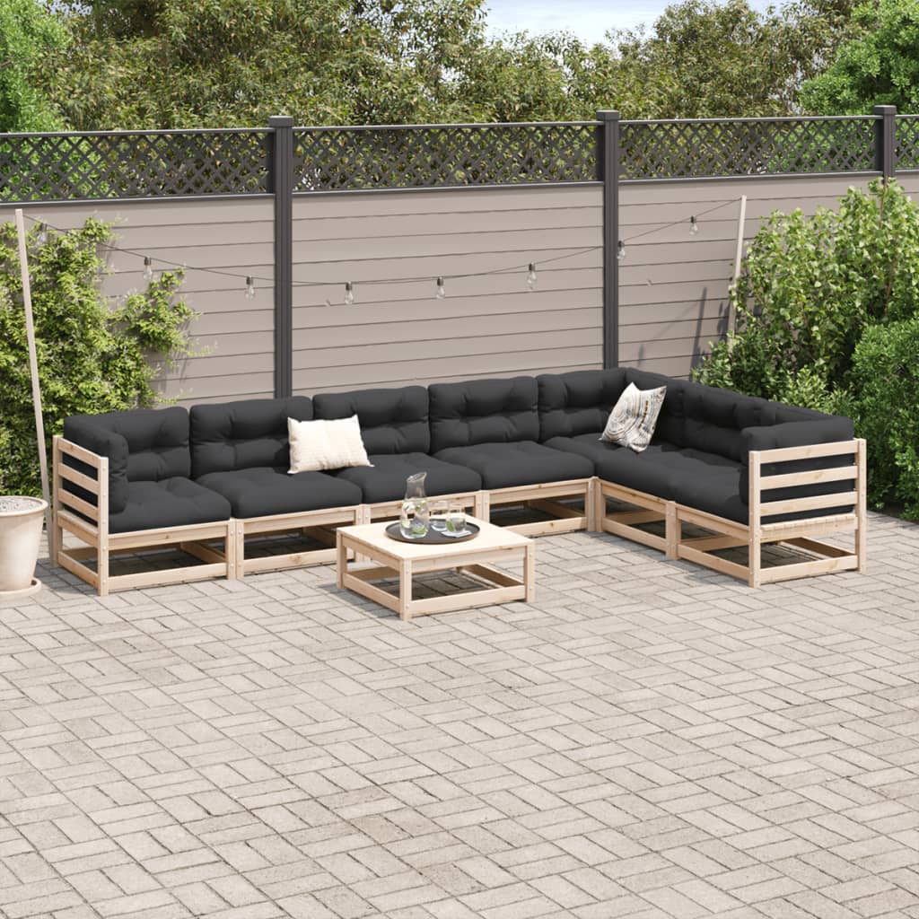 vidaXL 8 Piece Patio Sofa Set with Cushions Solid Wood Pine-1