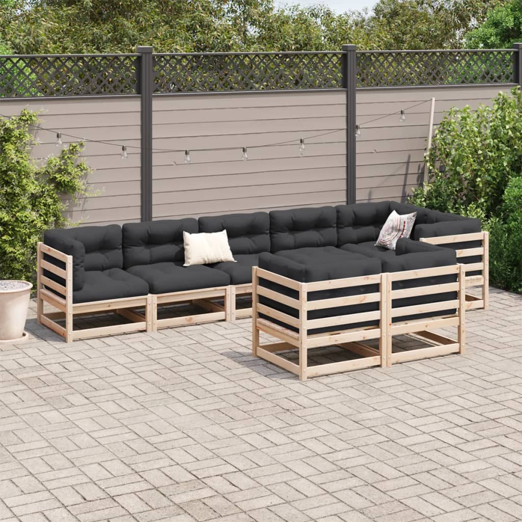 vidaXL 8 Piece Patio Sofa Set with Cushions Solid Wood Pine-2