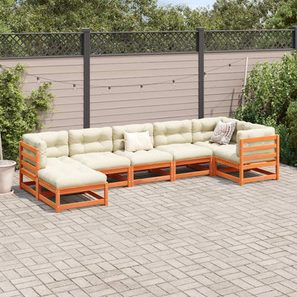 vidaXL 7 Piece Patio Sofa Set Wax Brown Solid Wood Pine-4