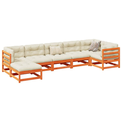 vidaXL 7 Piece Patio Sofa Set Wax Brown Solid Wood Pine-0