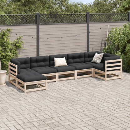 vidaXL 7 Piece Patio Sofa Set with Cushions Solid Wood Pine-1
