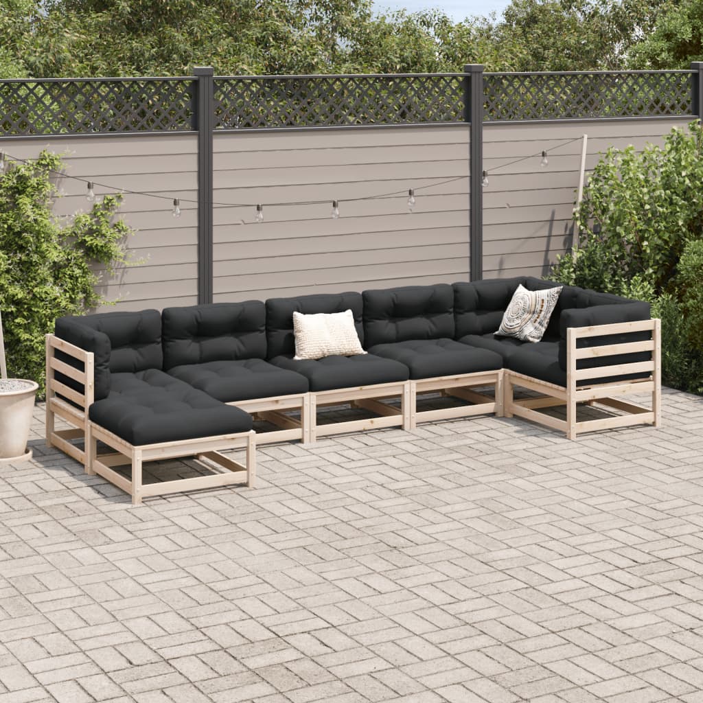 vidaXL 7 Piece Patio Sofa Set with Cushions Solid Wood Pine-2