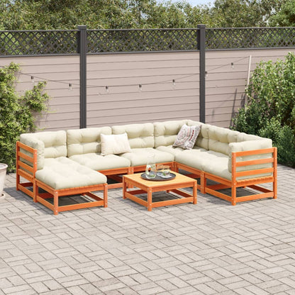 vidaXL 8 Piece Patio Sofa Set Wax Brown Solid Wood Pine-2