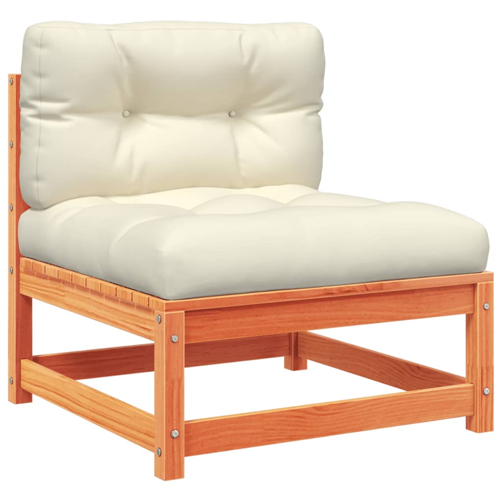 vidaXL 7 Piece Patio Sofa Set with Cushions Wax Brown Solid Wood Pine-4