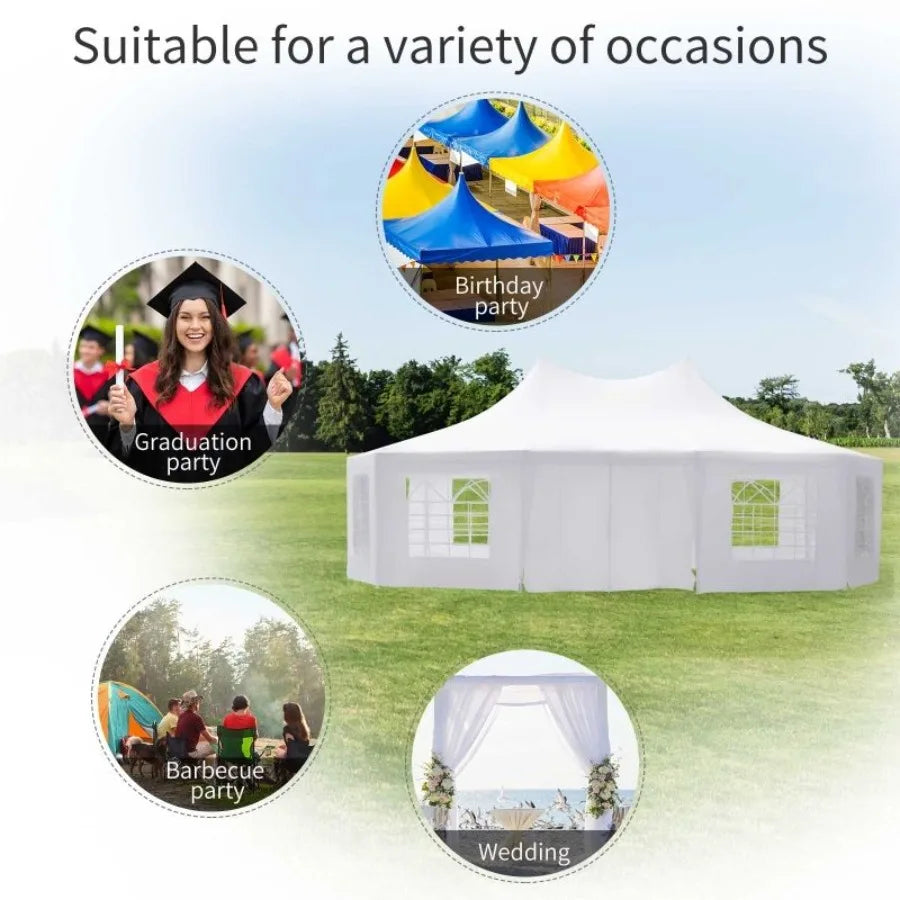 29 x 21 ft Party Tent Wedding Tent with Sidewalls Heavy Duty Event Tent with 2 Doors and 8 Windows Outdoor Gazebo Tent for Part