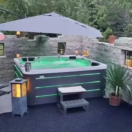 LED  approved  acrylic massage hot tub above ground jacuzzier outdoor spa for 6 person