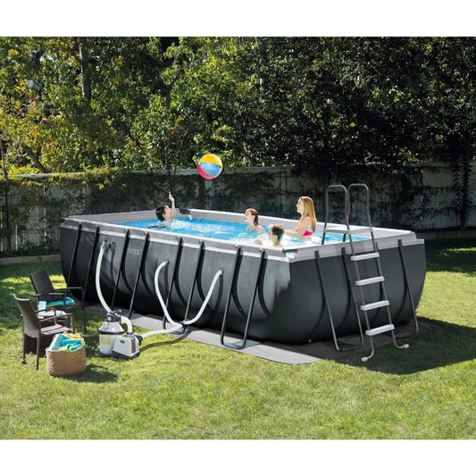 18' x 9' x 52" Ultra XTR Rectangular Frame Swimming Pool Set with Pump - Above Ground Backyard Large Rectangle Pool