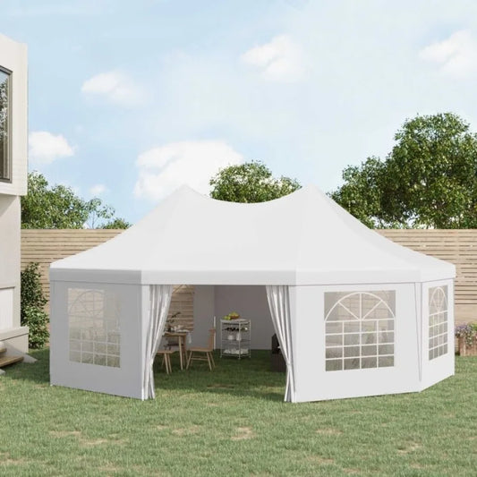 29 x 21 ft Party Tent Wedding Tent with Sidewalls Heavy Duty Event Tent with 2 Doors and 8 Windows Outdoor Gazebo Tent for Part