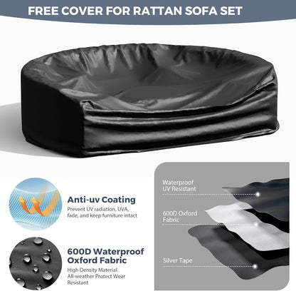 Curved Rattan Sectional Sofa Set for Outdoor Relaxation-3