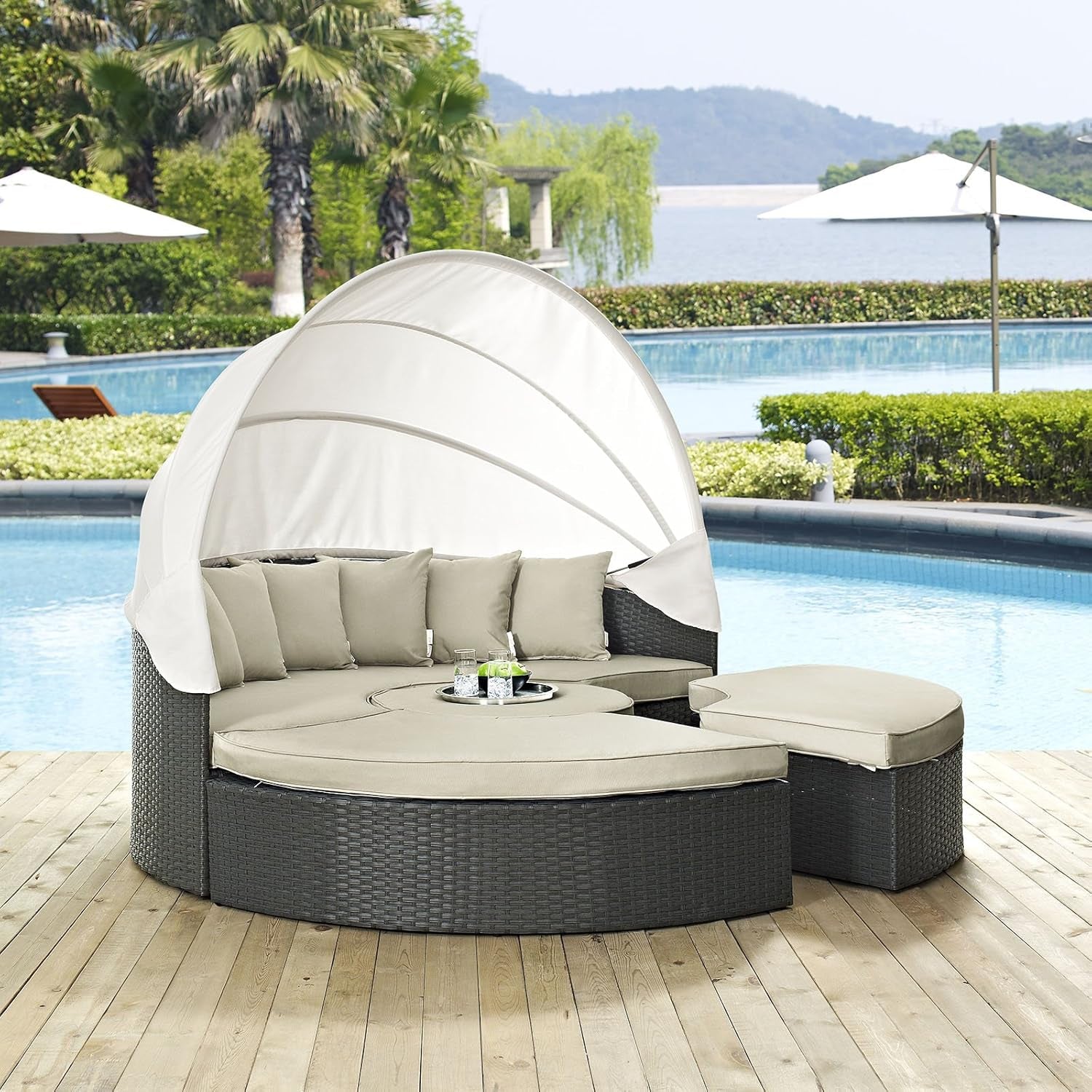 Inviting Outdoor Patio Sunbrella Sectional Daybed With Canopy-1