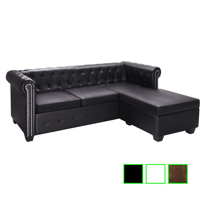 vidaXL L-shaped Chesterfield Sofa Artificial Suede Leather Seat Multi Colors-5