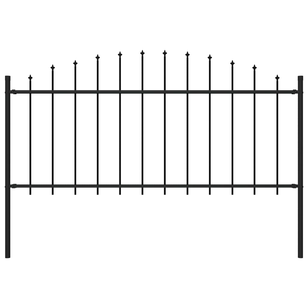 vidaXL Garden Fence Patio Privacy Screen Fence Wall with Spear Top Steel Black-5
