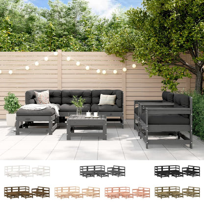 vidaXL Patio Lounge Set Outdoor Garden Furniture Set 7 Piece Solid Wood Pine-1