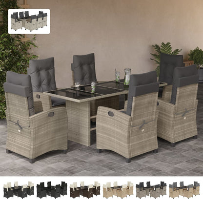 vidaXL 9 Piece Patio Dining Set with Cushions Black Poly Rattan-1