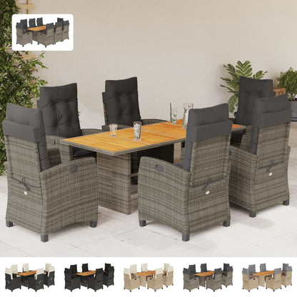 vidaXL 9 Piece Patio Dining Set with Cushions Beige Poly Rattan-1