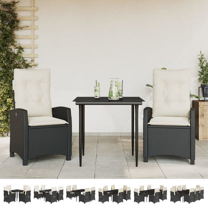 vidaXL 9 Piece Patio Dining Set with Cushions Black Poly Rattan-1